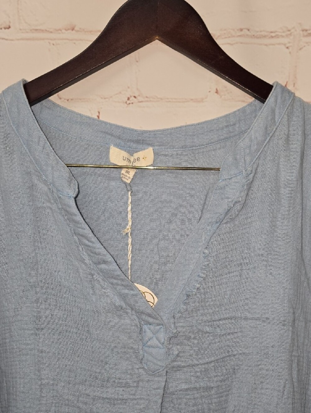 Umgee Light Denim Mineral Wash Gauze Cotton Lagenlook Tunic Boho Coastal NWT - Picture 4 of 16